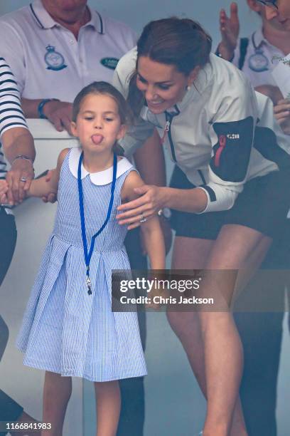 Princess Charlotte of Cambridge and Catherine, Duchess of Cambridge having fun together after the inaugural King’s Cup regatta hosted by the Duke and...