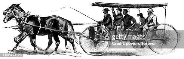 surrey carriage in north dakota, united states - 19th century - surrey wagons stock illustrations