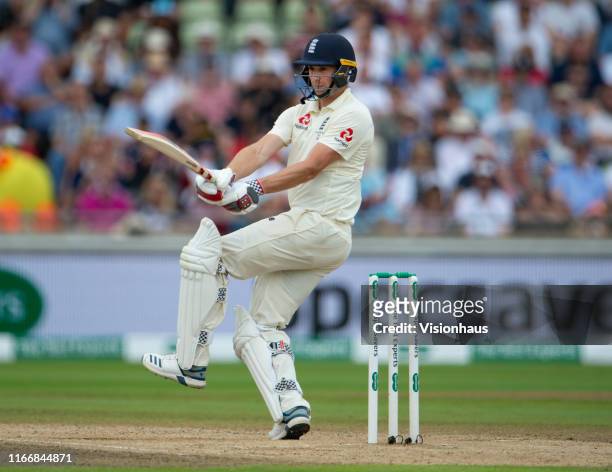Chris Woakes of England batting during day three of the First Ashes test match at Edgbaston on August 3, 2019 in Birmingham, England.