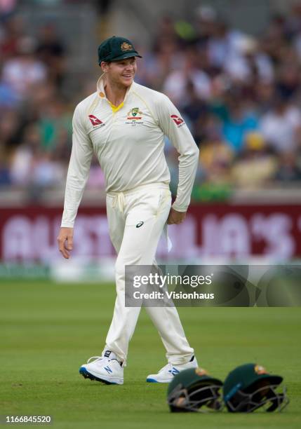 Smiling Steve Smith of Australia during day three of the First Ashes test match at Edgbaston on August 3, 2019 in Birmingham, England.