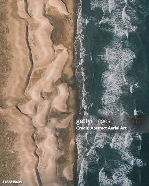 drone image of a beach and the ocean, gruissan, france - gap france stock-fotos und bilder