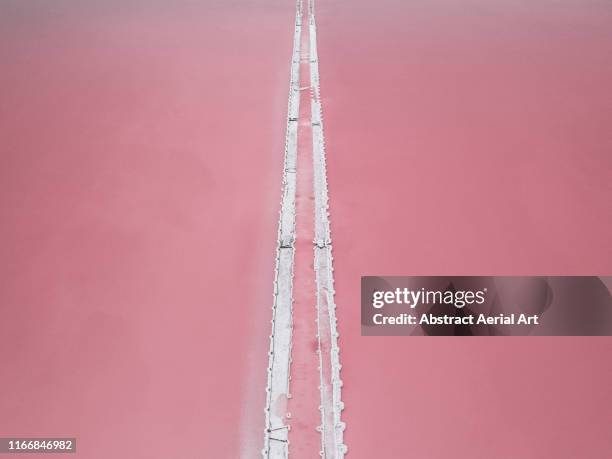 aerial perspective of a pink salt lake, gruissan, france - aude stock pictures, royalty-free photos & images