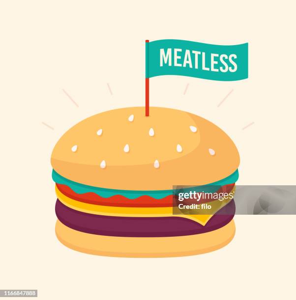 meatless hamburger - burger with flag stock illustrations