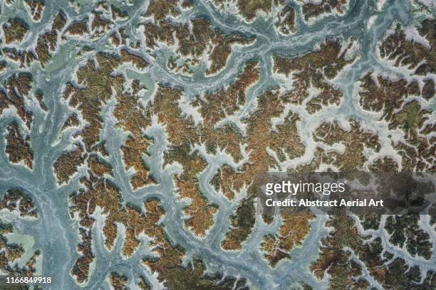 awe inspiring marshland patterns shot by a drone, france - 3d french stock pictures, royalty-free photos & images
