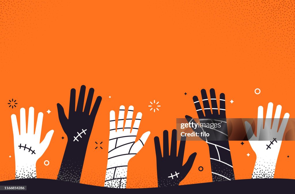 Zombie Halloween Hands Background