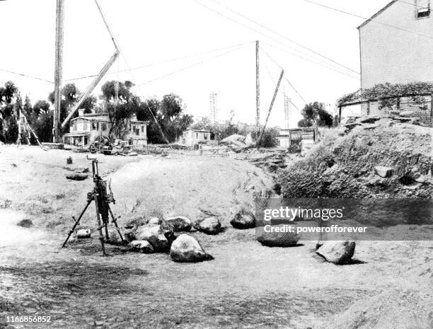 morningside park being built in manhattan, new york city, new york, united states - 19th century - morningside heights stock illustrations