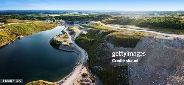 abandoned open pit gypsum mine - mine stock pictures, royalty-free photos & images