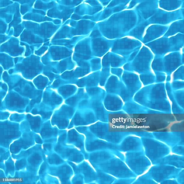 ilustraciones, imágenes clip art, dibujos animados e iconos de stock de fondo de piscina sin costuras con ondas y reflejos - fiesta de piscina