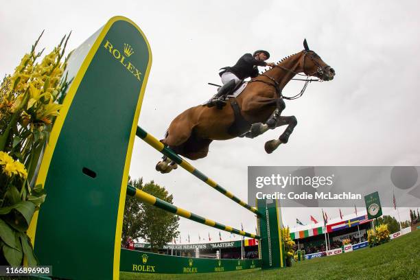 Scott Brash riding Hello Jefferson during the Spruce Meadows Masters, part of the Rolex Grand Slam of Show Jumping at Spruce Meadows on September 8,...