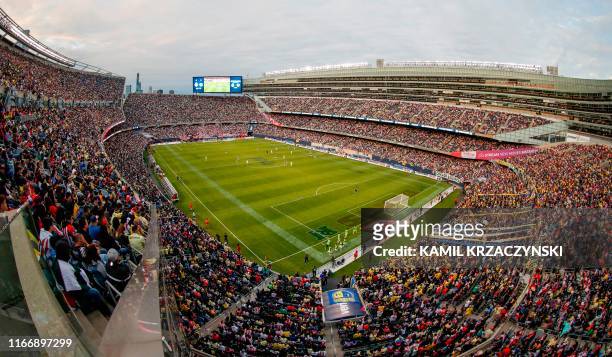 General view of the Superclasico 2019 football match between Club America and Chivas de Guadalajara during the first half on September 8, 2019 at...