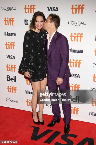 Leslie Bibb and Sam Rockwell attend the "Jojo Rabbit" premiere during the 2019 Toronto International Film Festival at Princess of Wales Theatre on...