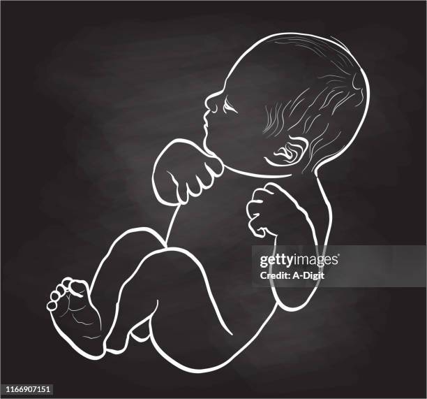 newborn human chalkboard - premature stock illustrations