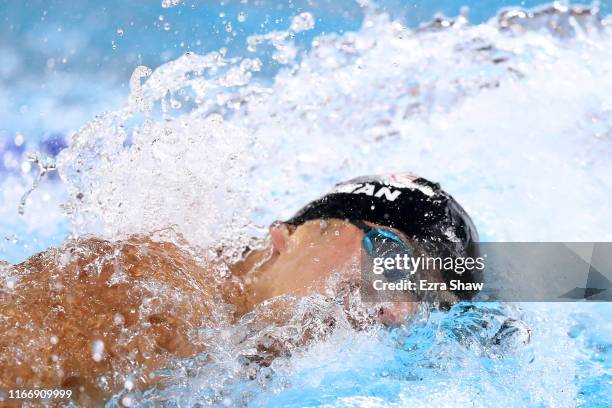 Nathan Adrian of United States competes in Men's 100m Freestyle Final A on Day 13 of Lima 2019 Pan American Games at Aquatics Center of Villa...