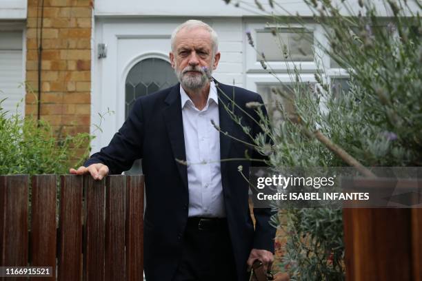 Jeremy Corbyn, opposition Labour party leader leaves his residence in north London on September 9, 2019.