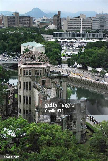 General view of the atomic bomb dome during the the 62nd Peace Memorial Ceremonyin Hiroshima, 06 August 2007. Japan vowed never to seek atomic...