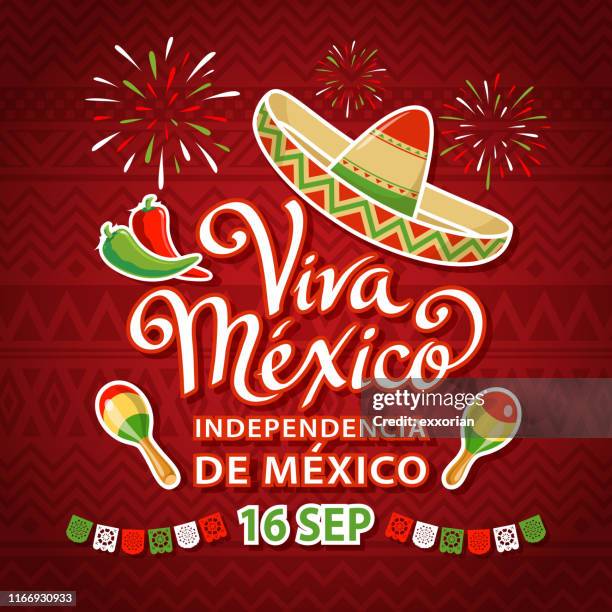 viva mexiko unabhängigkeitsfeier - mexico stock-grafiken, -clipart, -cartoons und -symbole