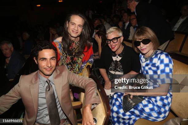 Zac Posen, Jordan Roth, Catherine Martin and Anna Wintour pose at the opening night of "Sea Wall/A Life" on Broadway at The Hudson Theatre on August...