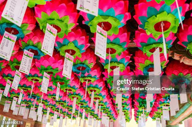 lanterns at bulguksa temple in south korea - korean tradition stock pictures, royalty-free photos & images