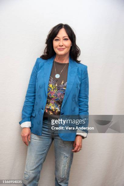 Shannen Doherty at the "BH90210" Press Conference at the Four Seasons Hotel on August 08, 2019 in Beverly Hills, California.