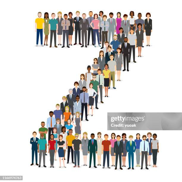 große gruppe von menschen, die sich in buchstabe z versammeln - buchstabe z stock-grafiken, -clipart, -cartoons und -symbole