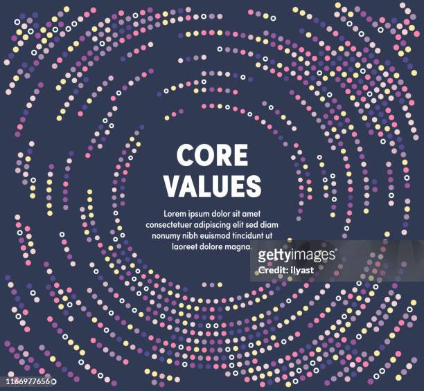 colorful circular motion illustration for core values - perfection stock illustrations