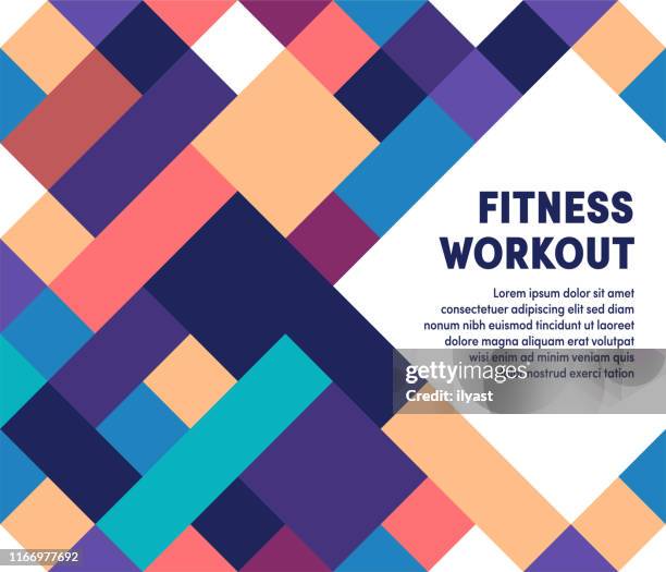 fitness workout moderne & geometrische vektor-illustration - fitnesseinrichtung stock-grafiken, -clipart, -cartoons und -symbole
