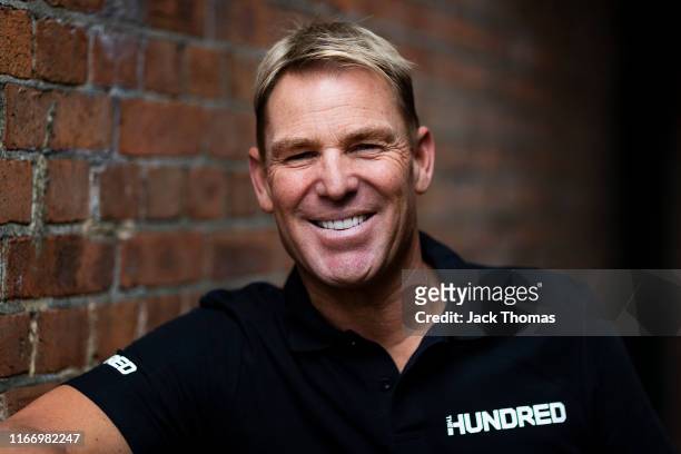 Former Australian spin bowler, Shane Warne is named as head coach of Lord's The Hundred team at Lord's Cricket Ground on August 07, 2019 in London,...