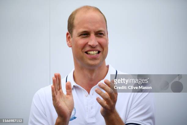 Prince William, Duke of Cambridge during the inaugural King’s Cup regatta prize-giving hosted by the Duke and Duchess of Cambridge on August 08, 2019...