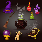 Helloween party or witchcraft, wizard items.