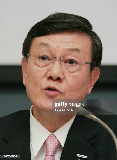 Japanese electronics giant panasonic president Fumio Otsubo attends a press conference in Hirakata city, in Osaka prefecture on January 9, 2009....