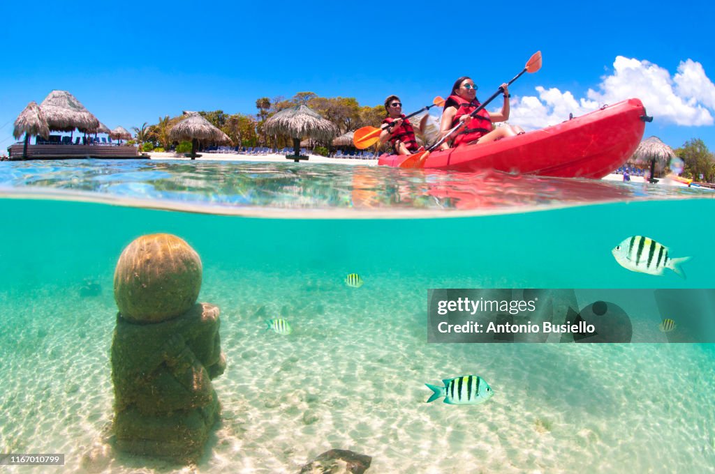 Kayaking over Mayan ruins