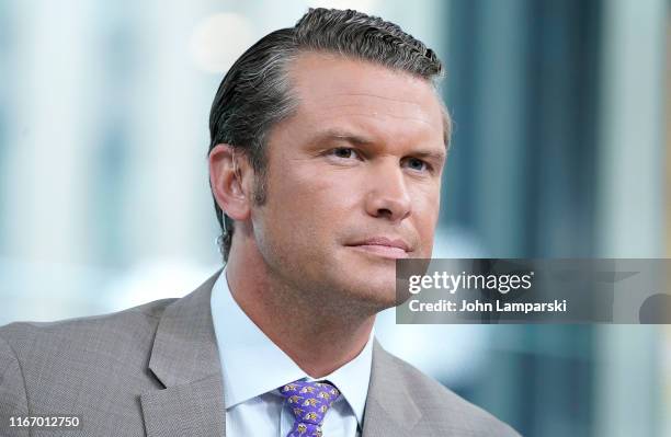 Fox anchor Pete Hegseth interviews entrepreneur and venture capitalist Peter Thiel during "FOX & Friends" at Fox News Channel Studios on August 09,...