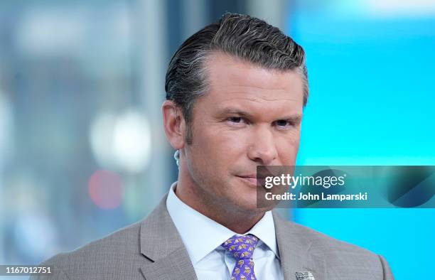 Fox anchor Pete Hegseth interviews entrepreneur and venture capitalist Peter Thiel during "FOX & Friends" at Fox News Channel Studios on August 09,...