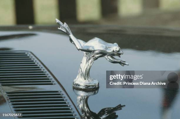 Leaping frog hood ornament on the Ford Escort owned by Diana, Princess of Wales, May 1983. It was an engagement present from Prince Charles.