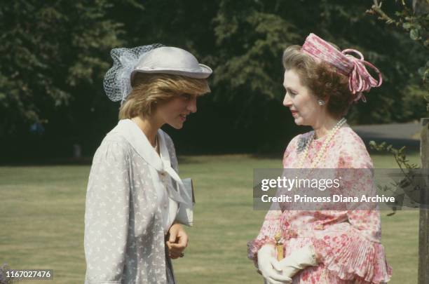 Diana, Princess of Wales with her stepmother Raine Spencer, Countess Spencer at Northampton, July 1983.