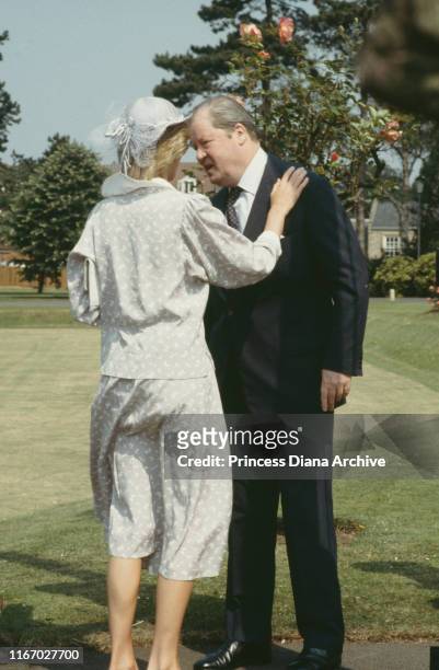 Diana, Princess of Wales with her father John Spencer, 8th Earl Spencer at Northampton, July 1983.