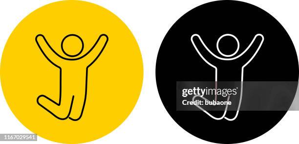 icon of a man jumping up - spring mix stock illustrations