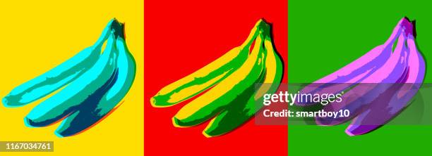 bananen im posterized- oder pop-art-stil - banane stock-grafiken, -clipart, -cartoons und -symbole