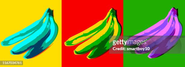 illustrazioni stock, clip art, cartoni animati e icone di tendenza di banane in stile posterized o pop art - pop