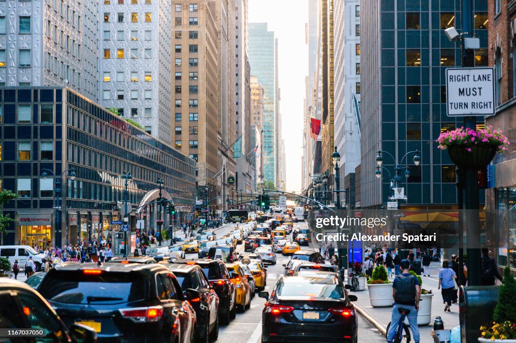 Traffic jam on 42nd street in Manhattan, New York City