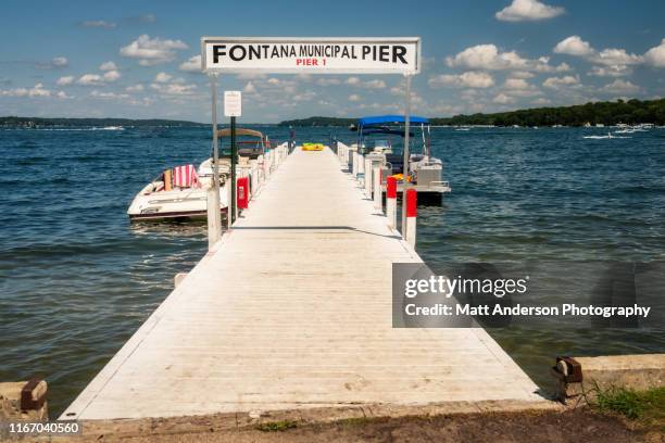 fontana pier wide angle - lake geneva wisconsin ストックフォトと画像