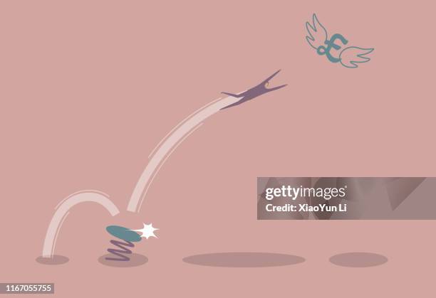 businessman gets wealth using spring springboard. - springboard stock illustrations