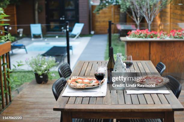 pizza for dinner - backyard no people stock pictures, royalty-free photos & images