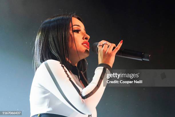 Becky G performs on stage at iHeartRadio Live and Verizon Bring You Becky G at The Bomb Factory on September 04, 2019 in Dallas, Texas.