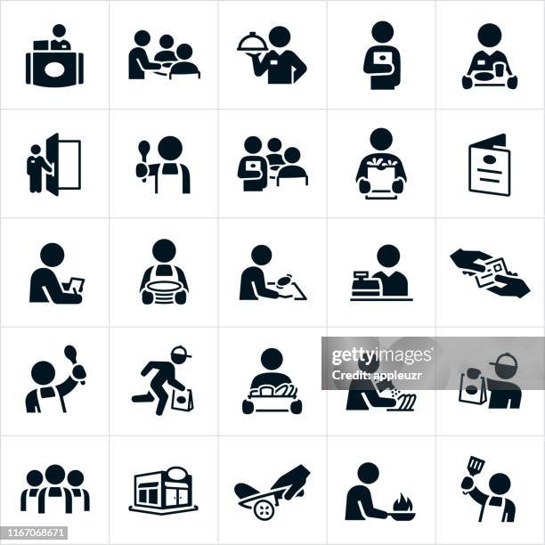 restaurant staff icons - catering occupation stock illustrations