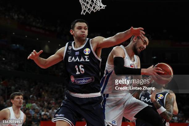 Kostas Papanikolaou of Greece in action against Tomas Satoransky of Czech during FIBA World Cup 2019 Group K match between Czech Republic and Greece...