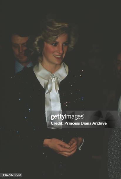 Diana, Princess of Wales attends a reception for the Pre-School Playground Association in the West End, London, November 1984.