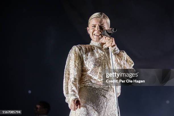 Robyn performs on stage at The Oyafestivalen on August 9, 2019 in Oslo, Norway.