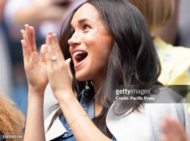 Duchess of Sussex Meghan Markle attends women's final match at US Open Championships between Serena Williams and Bianca Andreescu at Billie Jean King...