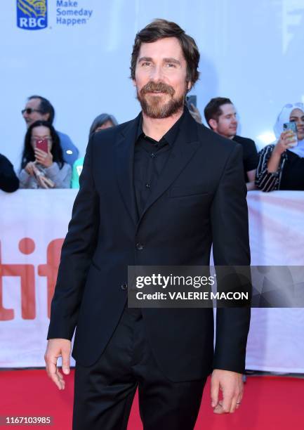 Actor Christian Bale attends The Ford v Ferrari Premiere at the Roy Thompson Hall during the 2019 Toronto International Film Festival Day 5,...